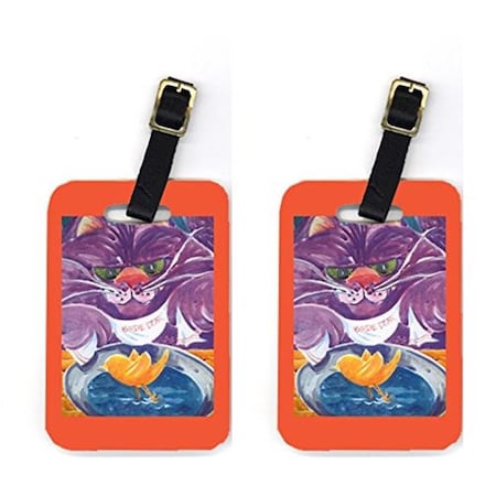 Carolines Treasures 6004BT Purple Cat Birdie Dear Luggage Tag - Pair 2; 4 x 2.75 In. 6004BT
